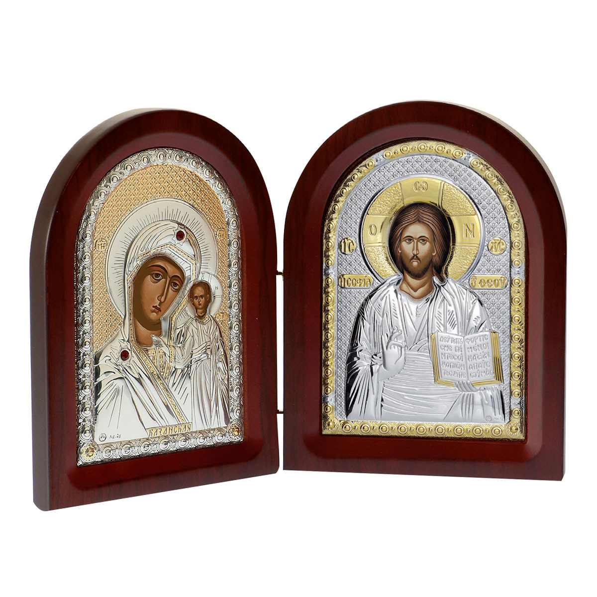 Ασημένια Εικόνα Δίπτυχο Παναγία και Χριστός MA-E1355-25X img