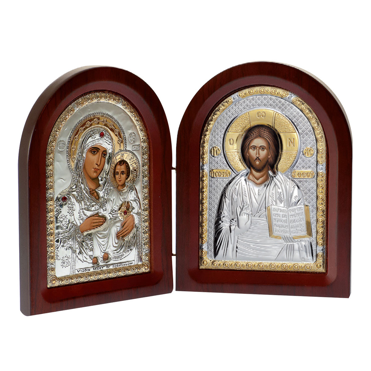 Ασημένια Εικόνα Δίπτυχο Παναγία και Χριστός MA-E1355-27X img
