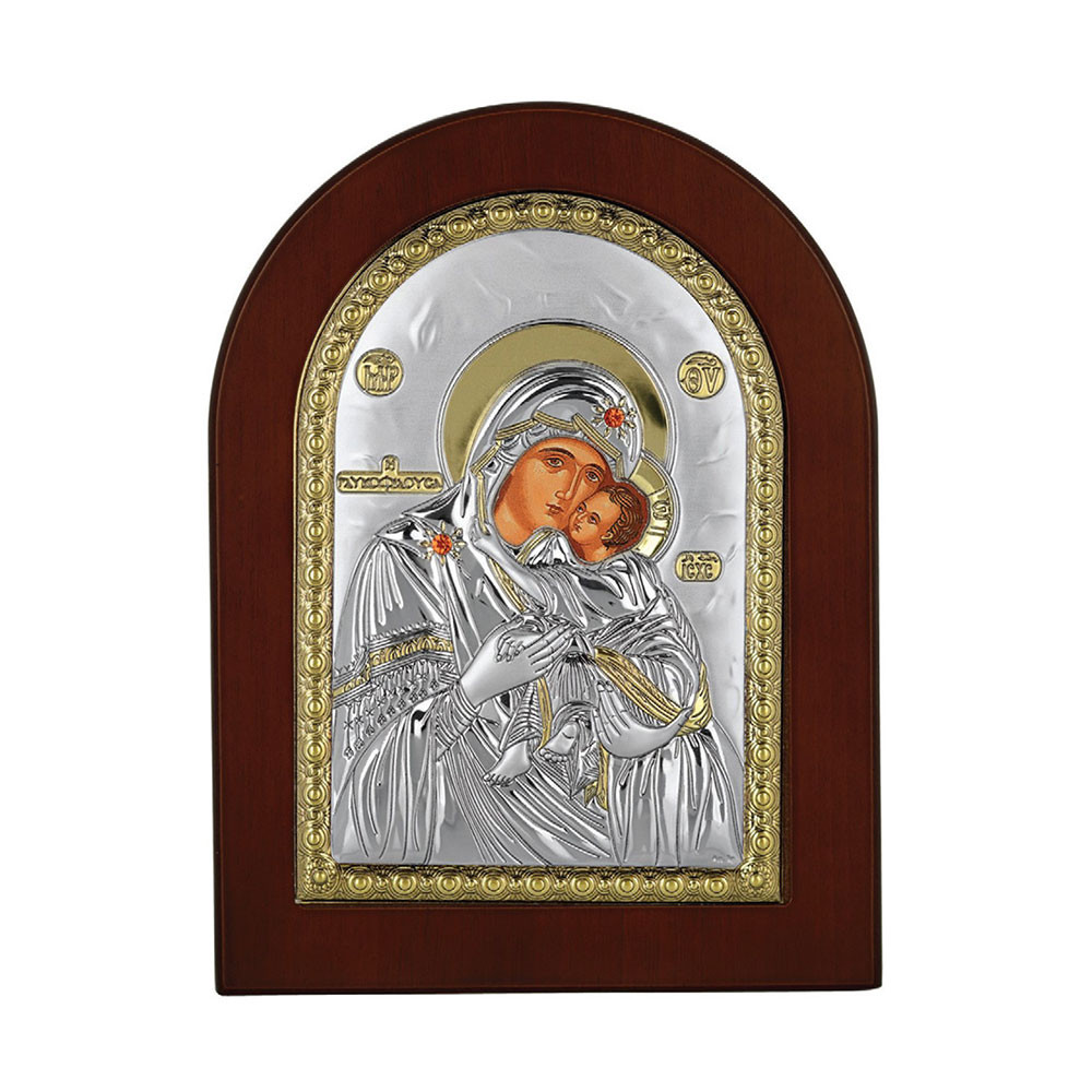 Ασημένια Εικόνα με την Παναγία σε Kαφέ Ξύλο RMA/E1104ΑΧ img